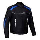 Chamarra Moto Furious Target Negro Azul Impermeable + Forro