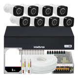 Kit Cftv 8 Cameras Full Hd Dvr Intelbras 1008c 1tb 200m Cabo