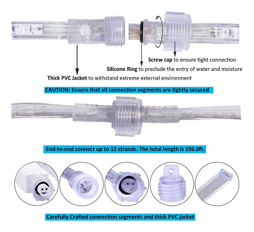 Luces De Cuerda Led, 16.4 Pies Impermeable Conectable Tira D