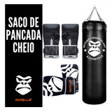 Saco De Pancada 120 Cheio Luva Pro Adulta + Infantil Gorilla