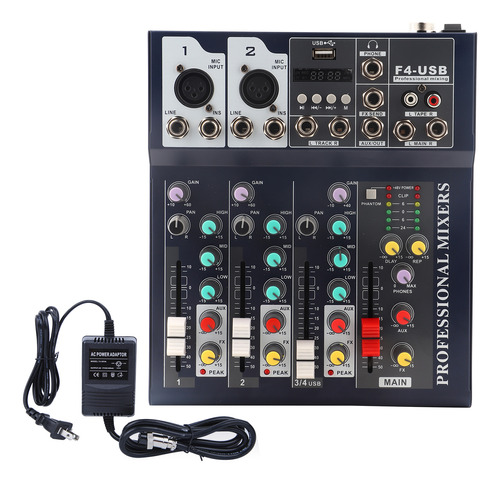 Mixer Professional Sound, Consola De Mezclas De 4 Canales Pa