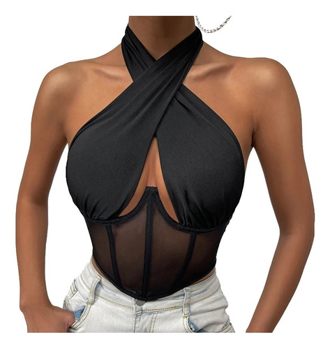 Crop Top Para Mujer Con Agarre Al Cuello - Peto Sin Mangas