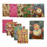 Bolsas Navidad Carton Manija  Pack X 12  18x10x23 Cm