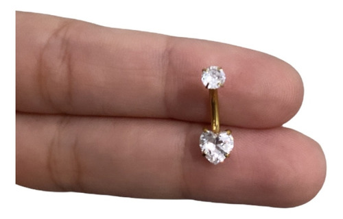 Piercing Íntimo Ou Umbigo Coração Com Zircônia Cristal