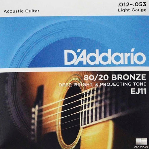 Daddario Ej-11 Cuerdas Guitarra Acústica Bronze (12-53)light