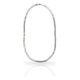 Cadena Hombre Estilo Cubana Diamantada De Plata 70 Cm X 7 Mm