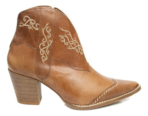 Bota Country Feminina Moscardini Em Couro Bordado 29500