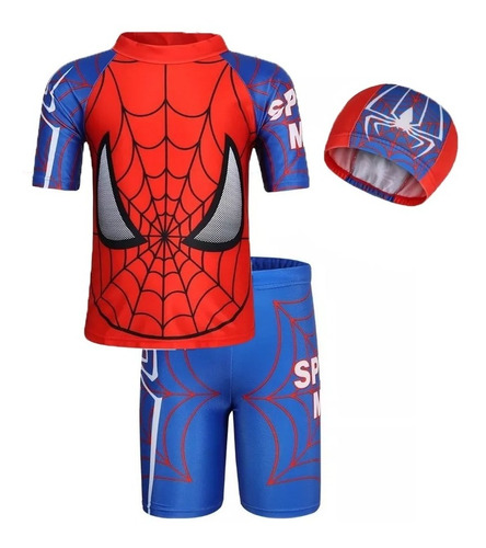 Spiderman Traje De Baño Niño Hombre Araña Rashguard Natacion