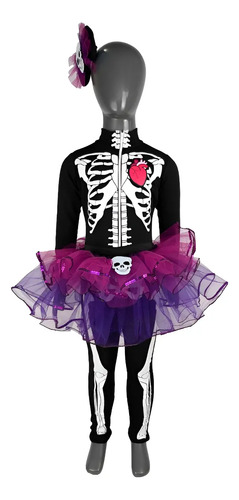 Disfraz De Esqueleto Para Niña Talla 8 A 12 Con Tutu Esqueletita Con Tutu Disfraz Infantil Premium Traje De Esqueleto