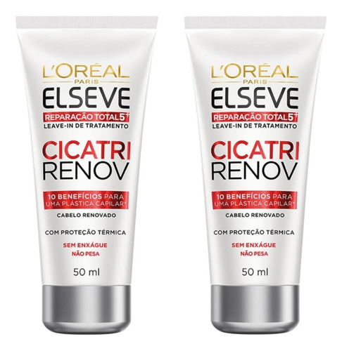 2 Leave-in Creme Reparador Cabelo Elseve Cicatri Renov 50ml