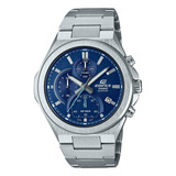 Reloj Casio Edifice Efb-700 Original Para Caballero E-watch Color De La Correa Plateado Color Del Fondo Azul