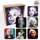 Set Portavasos Magnéticos Albert Einstein Empaque Mdf