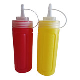 Set De 2 Dispensadores Para Salsa 20 Cm Color Rojo, Amarillo