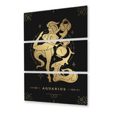 Cuadro Trip 40x60 Astrologia Oro Signos Zodiaco Acuario