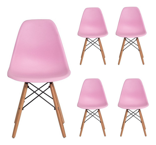 Kit 5 Cadeiras Charles Eames Design Eiffel - Frete Grátis