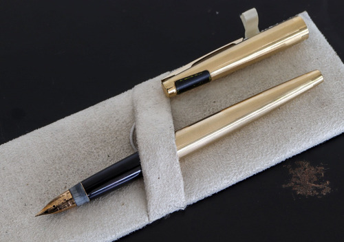 Pluma Fuente Sheaffer Chapa Punto De Oro 14k 585 Vintage 