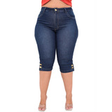 Calça Jeans Capri Feminina Plus Size Com Lycra Do 46 Ao 60