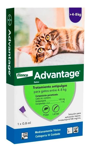 Advantage Elanco Pipeta Antipulgas Gato Entre 4 - 8 Kg