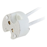 Conector Zócalo Cerámico Bipin Gu5.3 C/ Cable 15cm Macroled Color Blanco