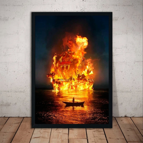 Cuadro One Piece Going Merry Fire Marco Vidrio 51x36 Poster 