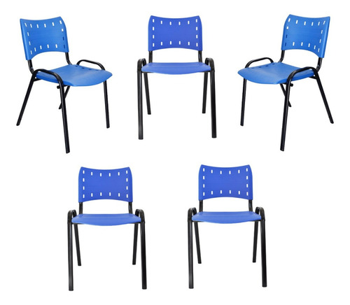 Kit Com 5 Cadeiras Iso Comercial Empilhavel Fixa