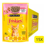 15 Sachês Friskies Ração Úmida Ao Molho 85g Gato Filhotes