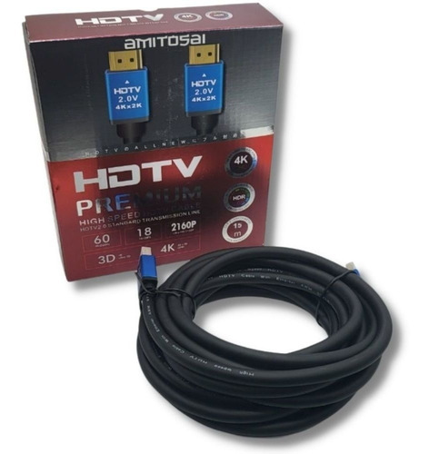 Cable Hdmi A Hdmi 15 Metros 3d V2.0 4k Full Hd Ficha Oro Mf8