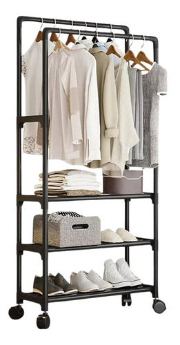 Rack Organizador Doble Para Ropa Perchero Closet Con Ruedas