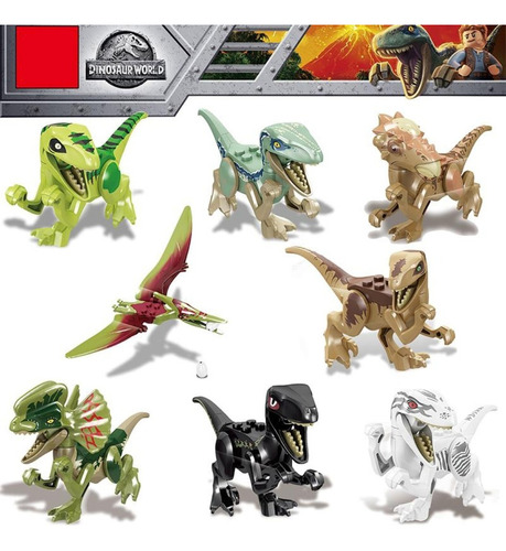 Kit 8 Caixas Dinossauros Lego Jurassic Park Blocos De Montar