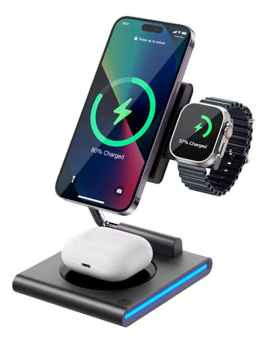 2 Estacion De Carga Rapida 3 En 1 Para iPhone/watch/AirPods