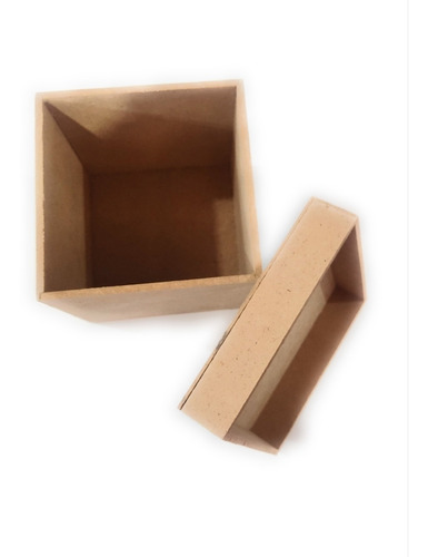 Caja Cubo De Mdf 10x10x10 Cm Con Tapa, Natural 6 Pz,  