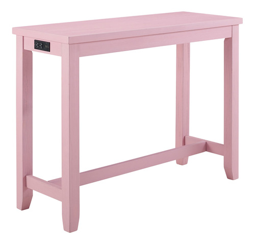 Mesa De Altura De Mostrador Con Enchufe Usb Color Rosa