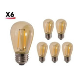 Pack X6 Ampolleta Led Vintage Mini Edison S14 Rosca Normal 