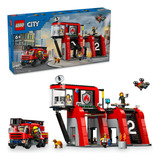 Lego® City Estación De Bomberos Con Camión De Bomberos  Juguete De Construcción Con Una Figura De Un Perro Y 5 Minifiguras Para Niños Y Niñas A Partir De 6 Años 60414