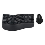 Combo Acteck 2 En 1 Teclado Ergonomico Mouse Vertical 2.4 Color Del Mouse Negro Color Del Teclado Negro