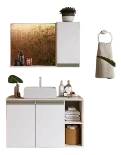 Vanitory Moderno Mueble Para Baño Espejo Organizador Vm-004