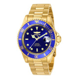 Reloj Invicta Oro Hombres Correa Dorado Bisel Azul Fondo Azul