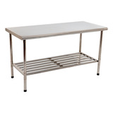 Mesa De Serviço 100% Inox 1,20x70 Prateleira Reforçada