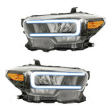 Par Faros Toyota Tacoma 16 17 18 19 20 21 S/lupa Tira Led