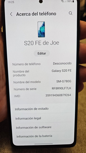 Samsung Galaxy S20 Fe - Impecable