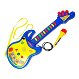 Guitarra Infantil Con Microfono Sonido Luz Juego 8 Melodias