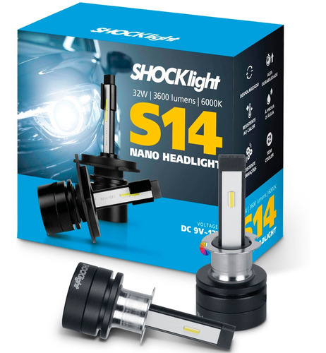 Lâmpada Super Led Mini Headlight Nano S14 H3 Shocklight