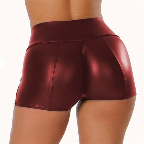 Shorts Deportivos De Cuero Sintético Para Mujer