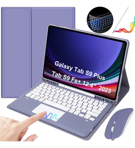 Para Teclado Mouse+lápiz P/galaxy Tab S9plus/s9 Fe+ 12.4