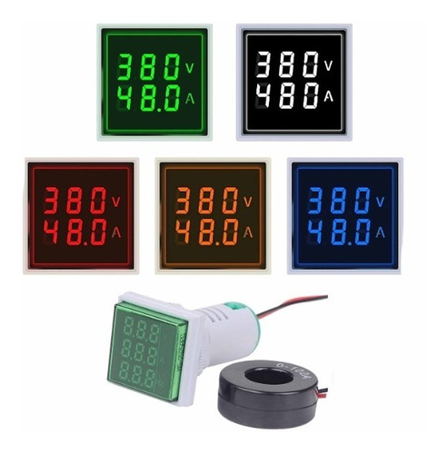 Voltimetro Amperimetro Digital Verde Ac 60-500v 0-100 Amp