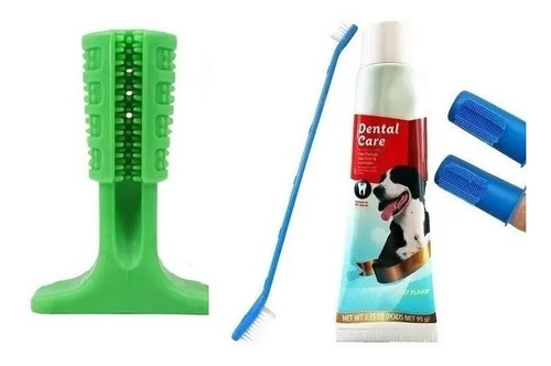 Kit Cepillo Limpiador De Dientes Para Perros + Crema Dental