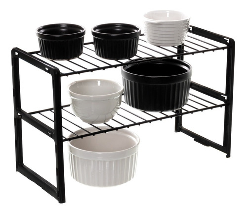 Combo Com 2 Racks Organizador De Objetos Grande Preto