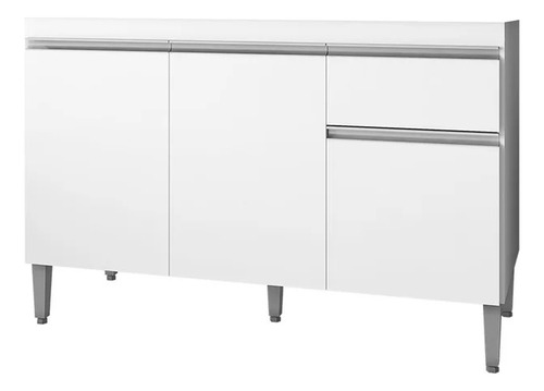 Balcão De Cozinha Branco P/r Pia De 120cm - Sem Tampo