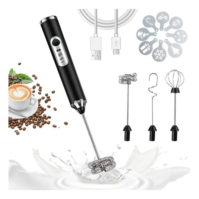 Batidor Espumador De Leche Eléctrico Recargable Con Accesori Negro | Envío gratis