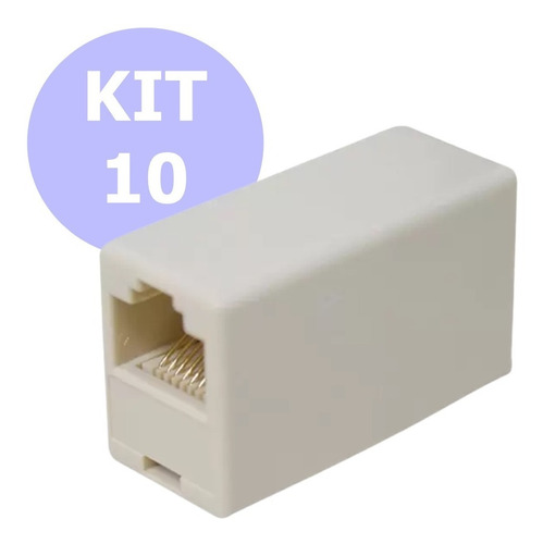 Kit 10 Adaptador Emenda Para Cabo De Rede Rj45 Fêmea Junção